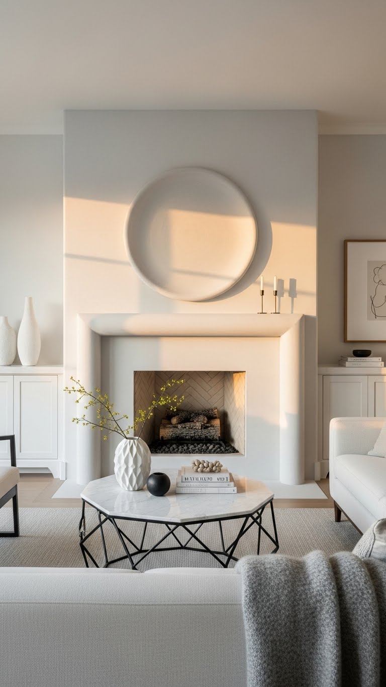 17. Minimalist Plaster Fireplaces for a Clean Aesthetic