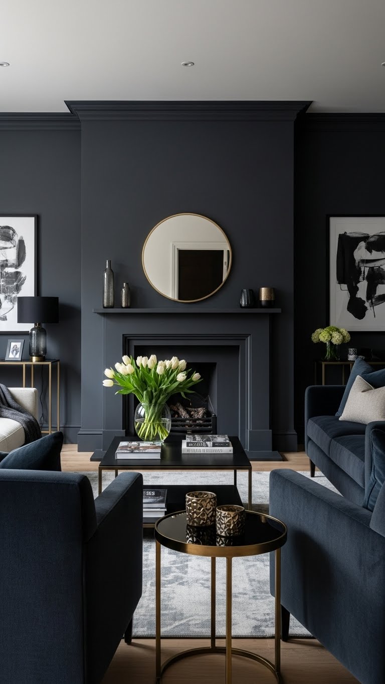 19. Sophisticated Dark Plaster Fireplaces for Drama