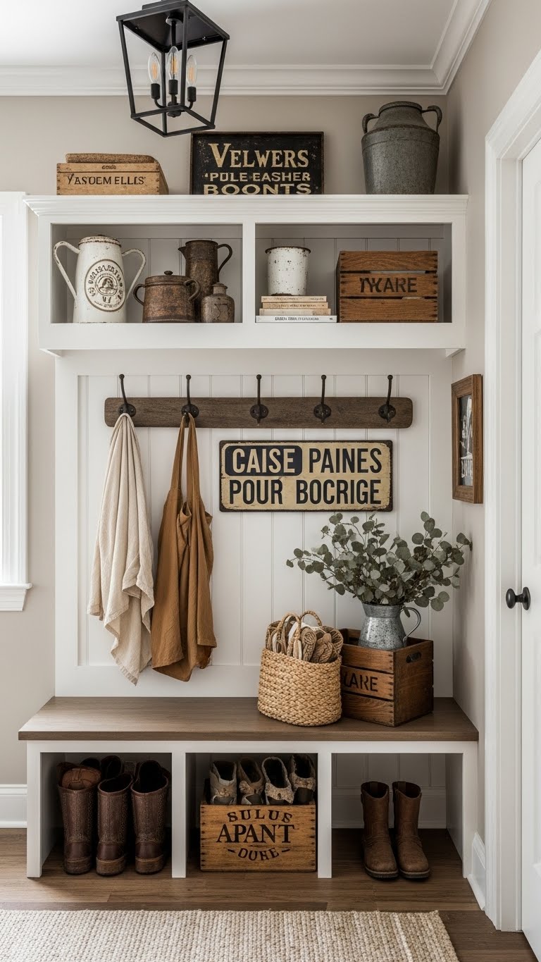 21. Rustic Accents with Vintage Finds